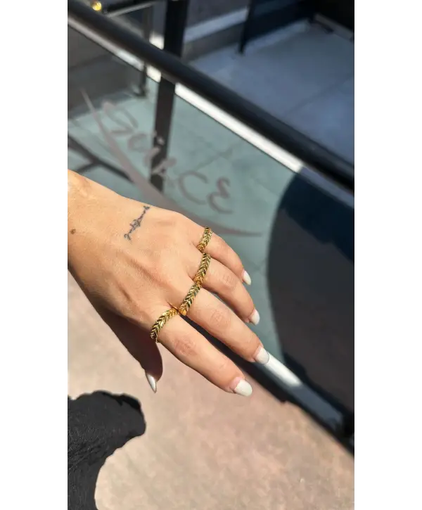 925 Ayar Gümüş Başak Model Gold Yüzük