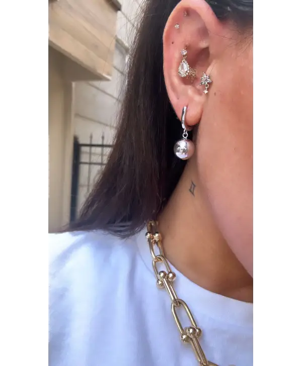 925 Ayar Gümüş Sade Yuvarlak Sallantılı Silver Küpe