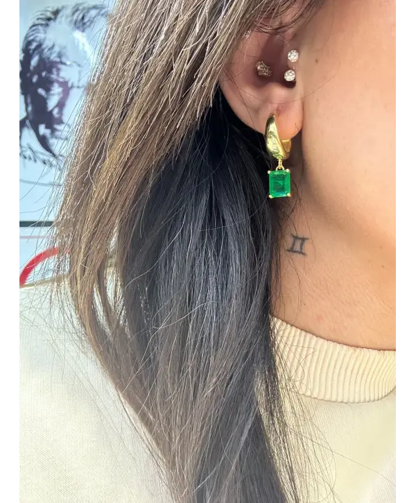 925 Ayar Gümüş Paraiba Taşlı Sallantılı Küpe