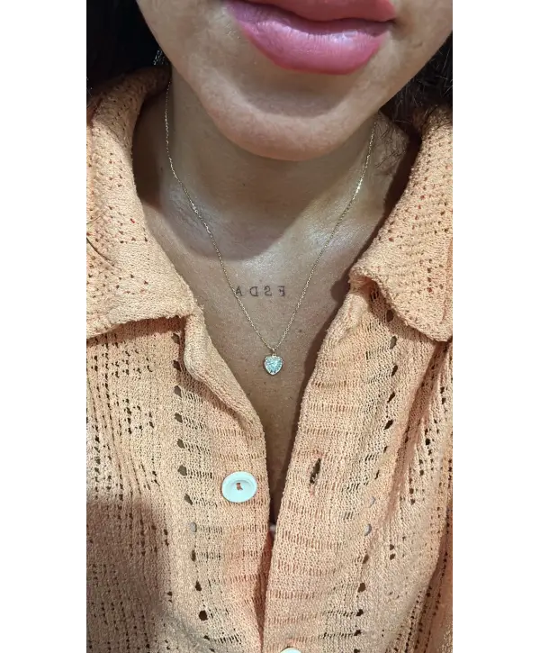 925 Ayar Gümüş Kalp Uç Gold Kolye