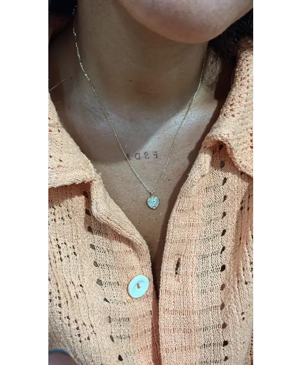 925 Ayar Gümüş Kalp Uç Gold Kolye