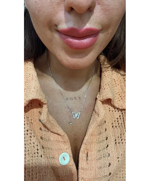 925 Ayar Gümüş Kelebek Model Silver Kolye