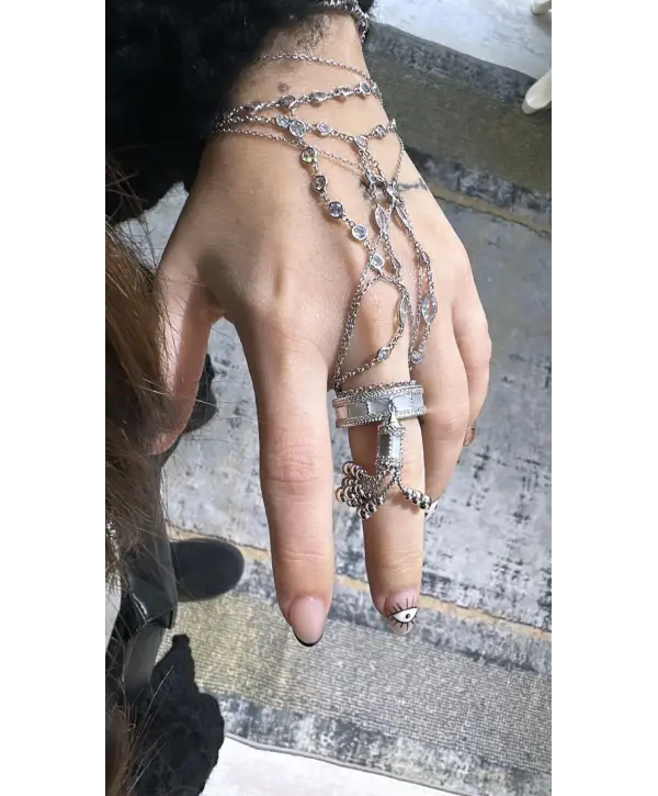 925 Ayar Gümüş Sedefli Sallantılı Vip İthal Yüzük