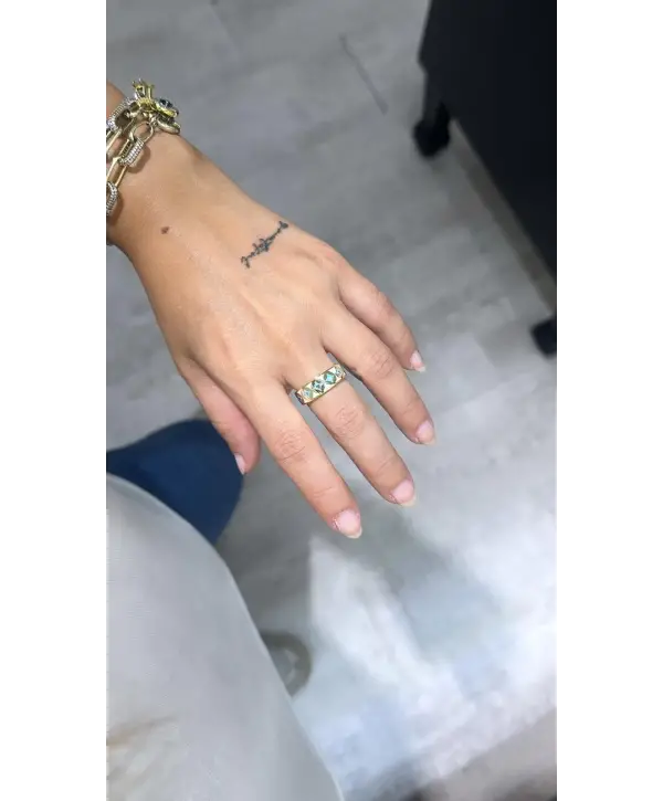 925 Ayar Gümüş Mavi Mineli Orjinal Marka Yüzük