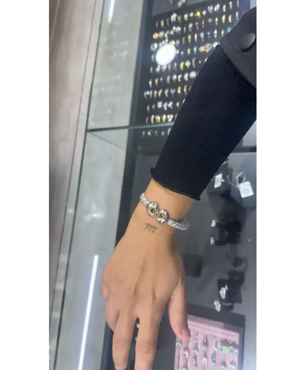 925 Ayar Gümüş Leopar Model Silver Bileklik