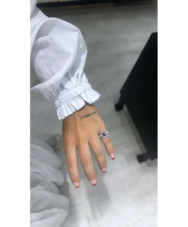 925 Ayar Gümüş Silver  Mavi Kare Taşlı Yüzük