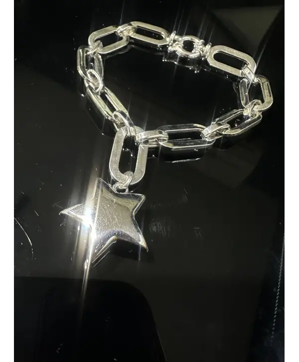 925 Ayar Gümüş Silver Orjinal Marka Yıldız Sallantılı Bileklik