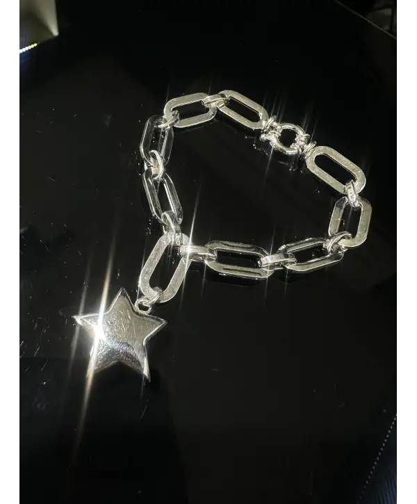 925 Ayar Gümüş Silver Orjinal Marka Yıldız Sallantılı Bileklik
