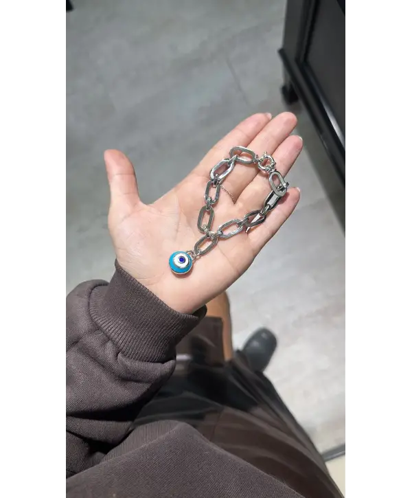 925 Ayar Gümüş Silver Orjinal Marka Nazar Mineli Bileklik