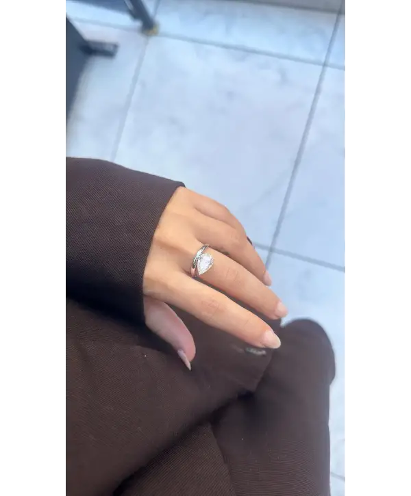 925 Ayar Gümüş Mazonite Damla Model Vip Yüzük