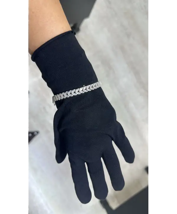 925 Ayar Gümüş Mücevher Tasarım  Baget Taşlı Bileklik