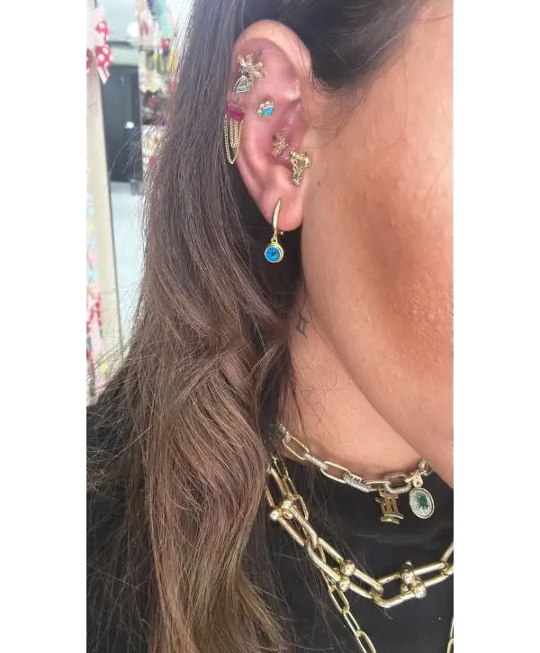 925 Ayar Gümüş Nazar Gözlü Sallantılı Küpe