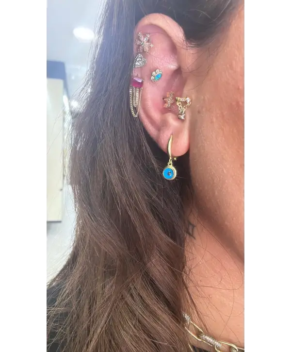 925 Ayar Gümüş Nazar Gözlü Sallantılı Küpe