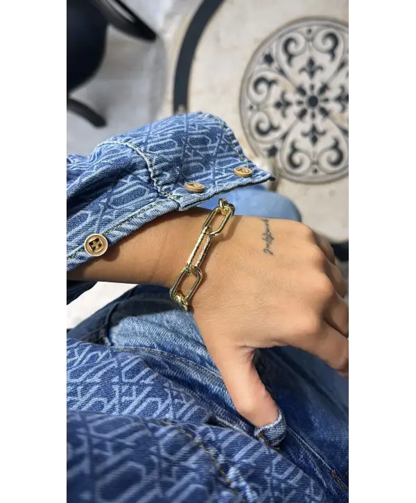 925 Ayar Gümüş Halka Model Gold Bileklik