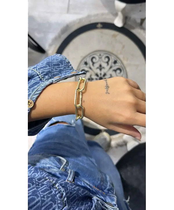 925 Ayar Gümüş Halka Model Gold Bileklik