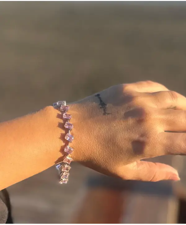 925 Ayar Gümüş Alexandrite Taşlı İthal Vip Kare Taşlı Bileklik