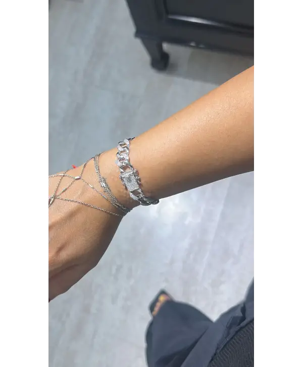 925 Ayar Gümüş Ara Ara Taşlı Gurmet Model Silver Bileklik