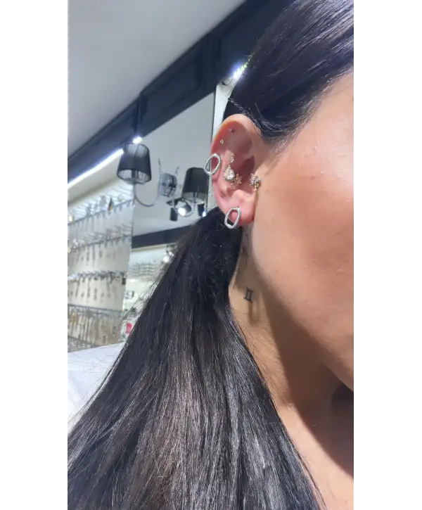 925 Ayar Gümüş Taşsız Kare Trend Küpe