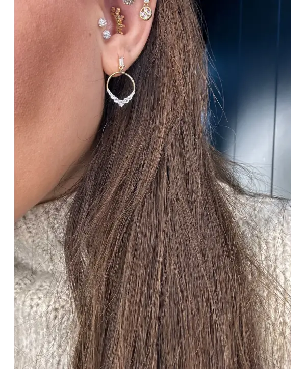 925 Ayar Gümüş Sırataşlı İthal Gold Küpe