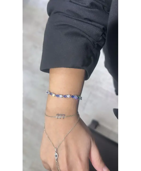 925 Ayar Gümüş Renkli Taşlı Vip İthal Bileklik