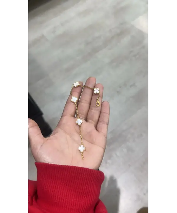 925 Ayar Gümüş Orjinal Marka Çoklu Sedefli Yonca Bileklik