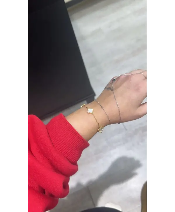 925 Ayar Gümüş Orjinal Marka Çoklu Sedefli Yonca Bileklik