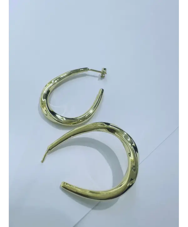 925 Ayar Gümüş Gold Halka Vidalı Küpe