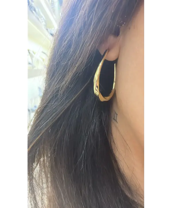 925 Ayar Gümüş Gold Halka Vidalı Küpe