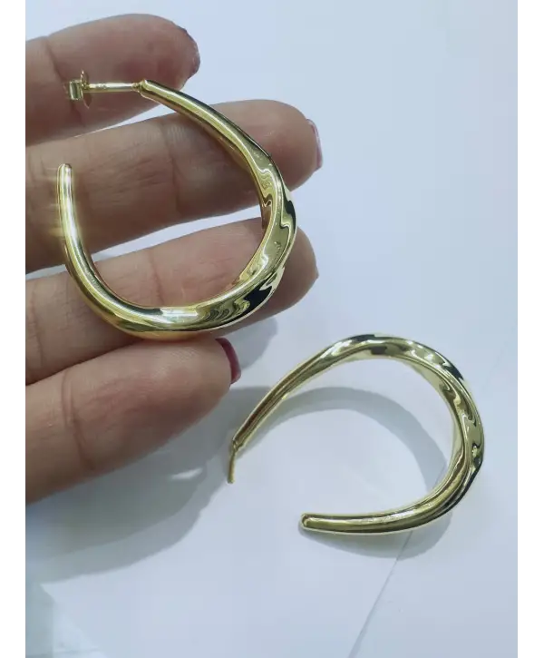 925 Ayar Gümüş Gold Halka Vidalı Küpe