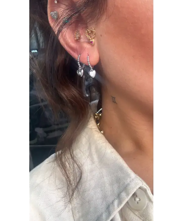 925 Ayar Gümüş  Küçük Kalpli Sallantılı İthal Küpe