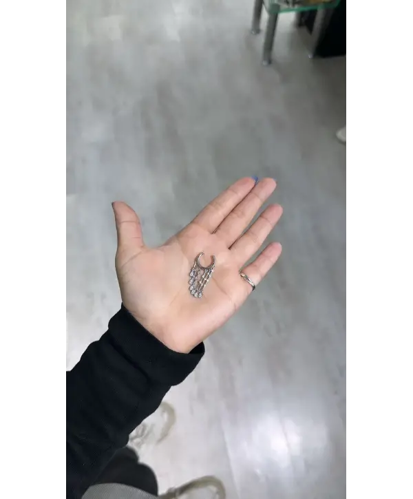 925 Ayar Gümüş Çoklu Taş Sallantılı Tek Kulak Earcuff