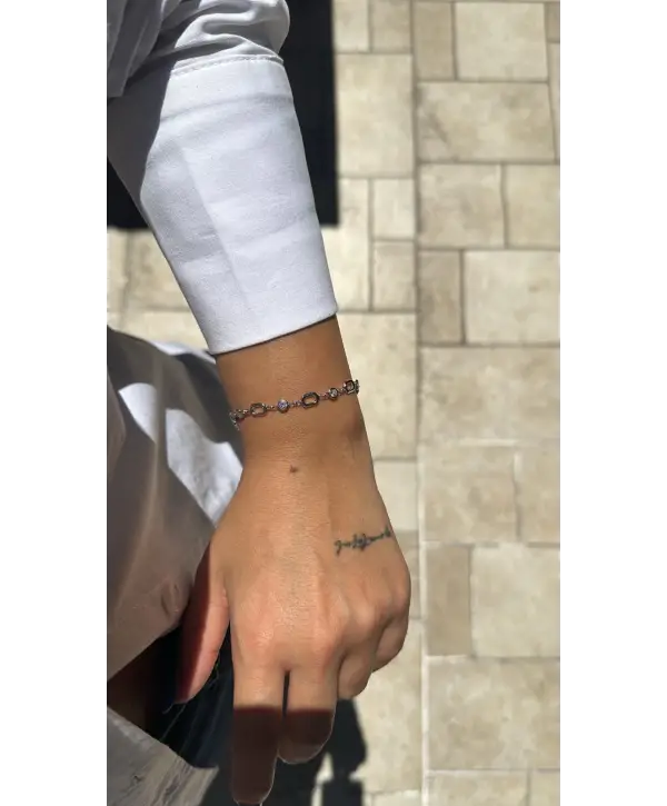 925 Ayar Gümüş Taş Kare Silver Bileklik