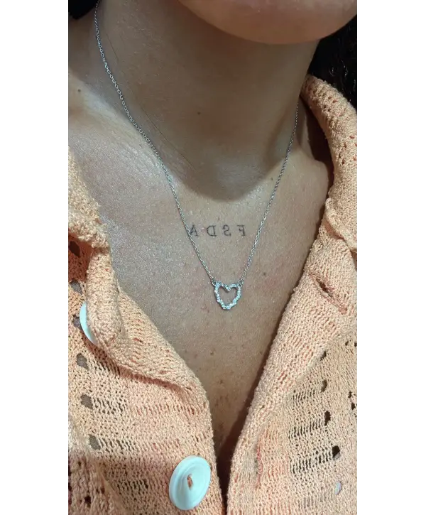 925 Ayar Gümüş İçi Boş Kalp Kolye