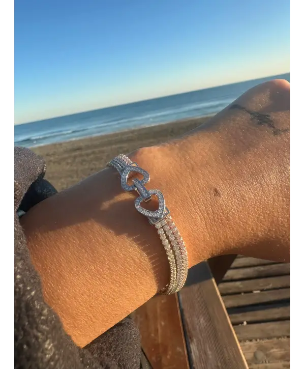 925 Ayar Gümüş Sıra Taşlı 3 Renkli İthal Bileklik