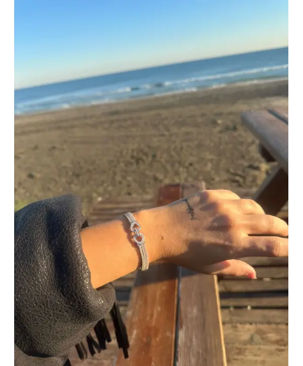 925 Ayar Gümüş Sıra Taşlı 3 Renkli İthal Bileklik