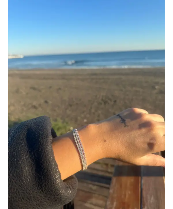 925 Ayar Gümüş Sıra Taşlı 3 Renkli İthal Bileklik