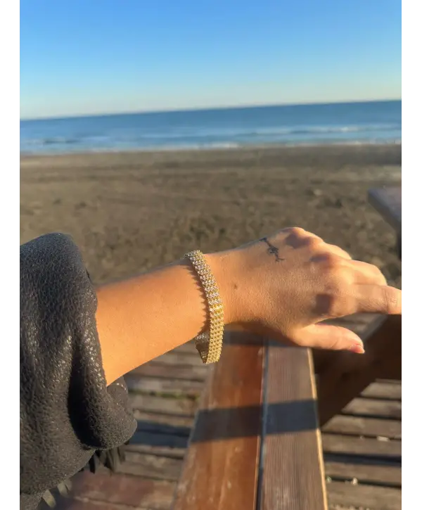 925 Ayar Gümüş Taşlı İthal Gold Bileklik