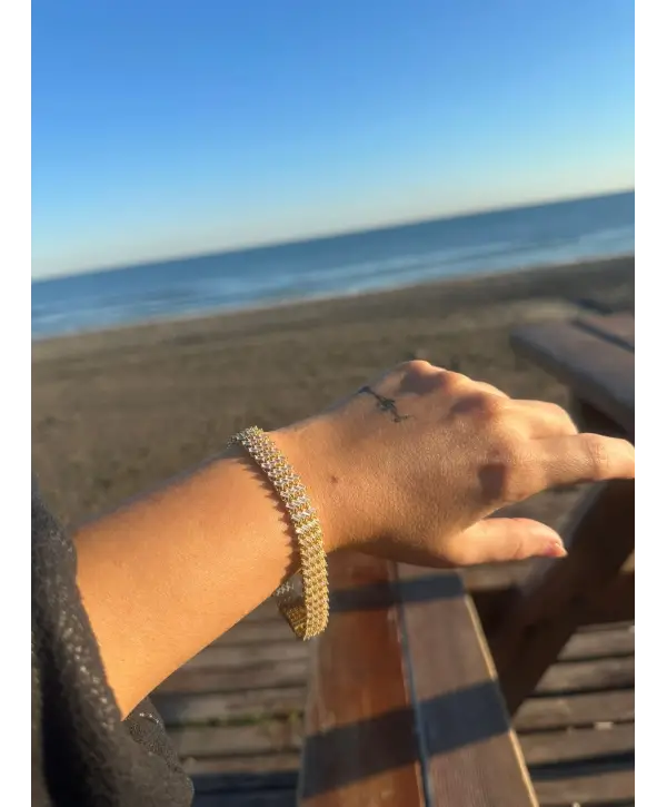 925 Ayar Gümüş Taşlı İthal Gold Bileklik