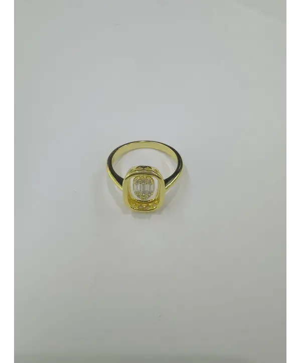 925 Ayar Gümüş Oval Baget Taş Gold Yüzük