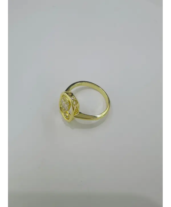 925 Ayar Gümüş Oval Baget Taş Gold Yüzük