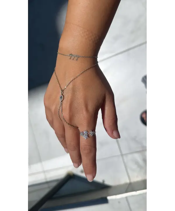 925 Ayar Gümüş Çiçek Motif Taşlı Silver Yüzük