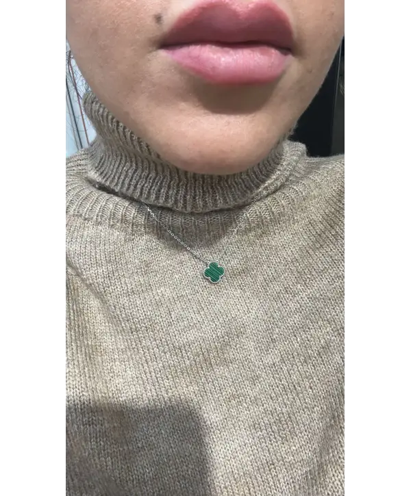 925 Ayar Gümüş Yeşil Malahit Taşlı Marka Kolye