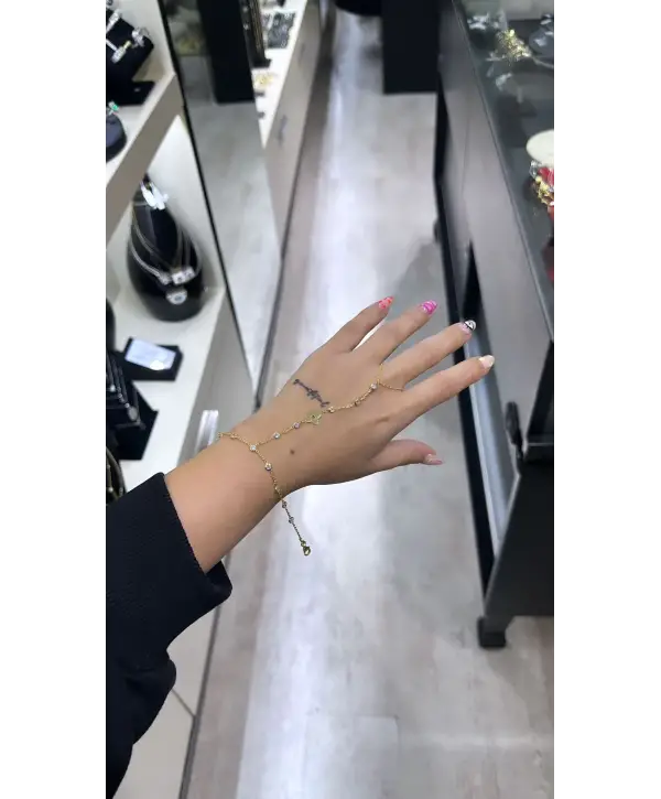 925 Ayar Gümüş Taşlı Yonca Figürlü Gold  Şahmeran