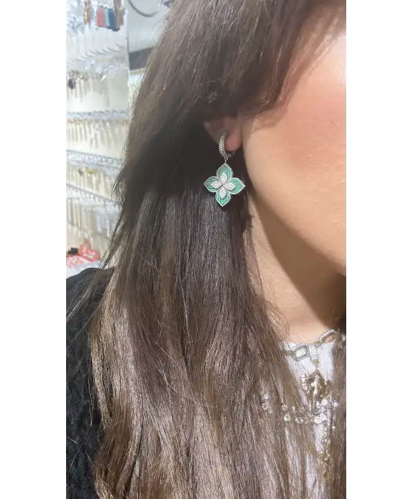 925 Ayar Gümüş Malahit Taşlı Vip Küpe