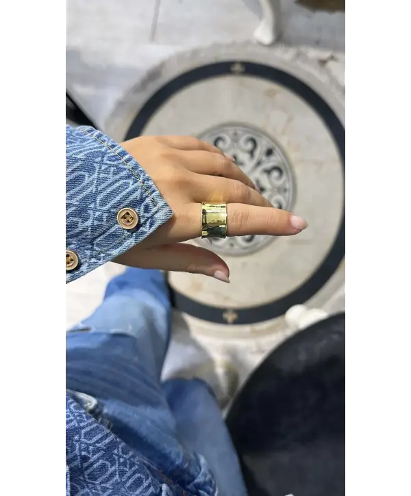 925 Ayar Gümüş Taşsız Gold Yüzük