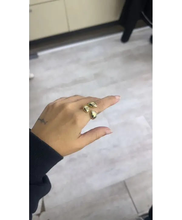 925 Ayar Gümüş Üst Açık Gold Taşsız Yüzük