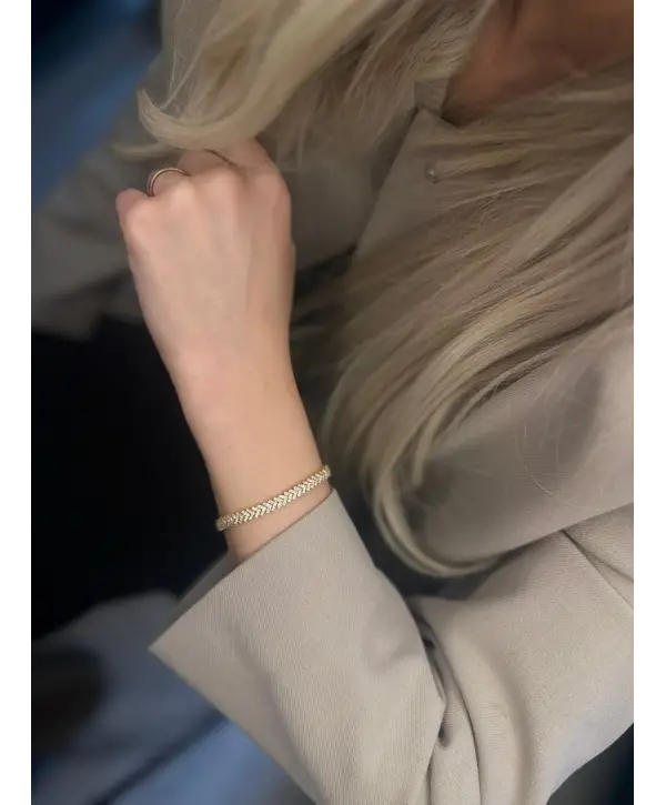 925 Ayar Gümüş Balık Sırtı Taşlı Bileklik