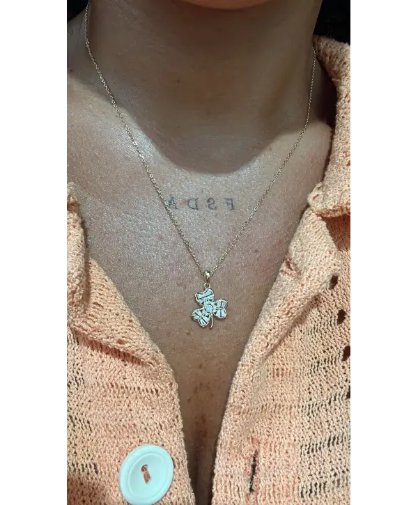 925 Ayar Gümüş 3 Yapraklı Yonca Gold Kolye