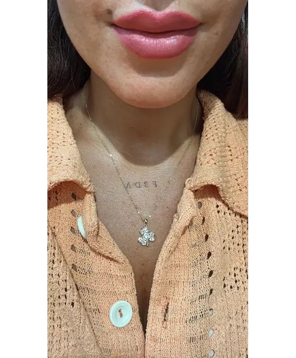 925 Ayar Gümüş 3 Yapraklı Yonca Gold Kolye