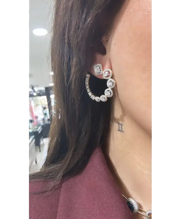 925 Ayar Gümüş Pırlanta Montür Taşlı Küpe